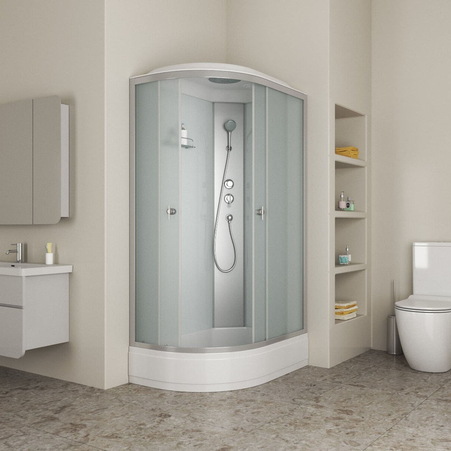 Душевая кабина Niagara Eco NG-3324-14 R 120х80, правая, стекло матовое, профиль серебро, с крышей