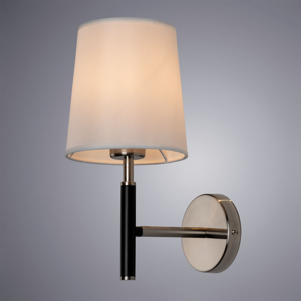 Бра Arte Lamp Rodos A2589AP-1SS, арматура серебро, плафон ткань белая, 15х21 см - фото 1
