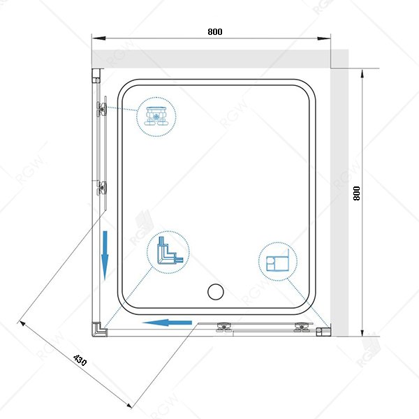 Душевой уголок RGW Classic CL-34 80x80, стекло прозрачное, профиль хром - фото 1