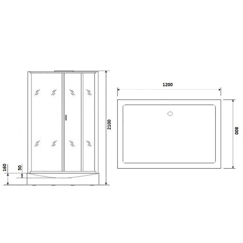 Душевая кабина Niagara Premium NG-6912-01GQ R BLACK 120х80, правая, стекло тонированное, профиль черный матовый, с крышей, с гидромассажем, с пультом управления - фото 1