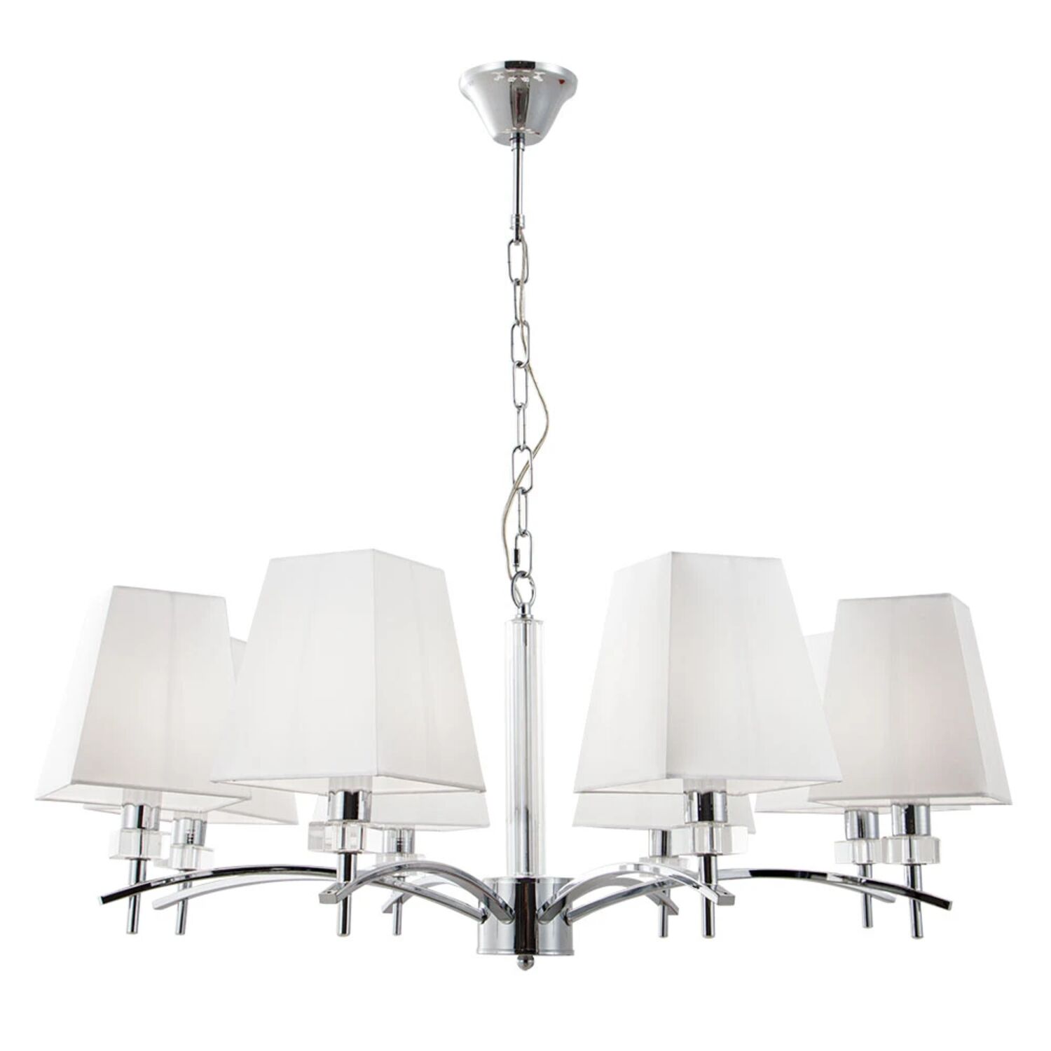 Подвесная люстра Arte Lamp Kensington A4098LM-8CC, арматура хром, плафон ткань белая