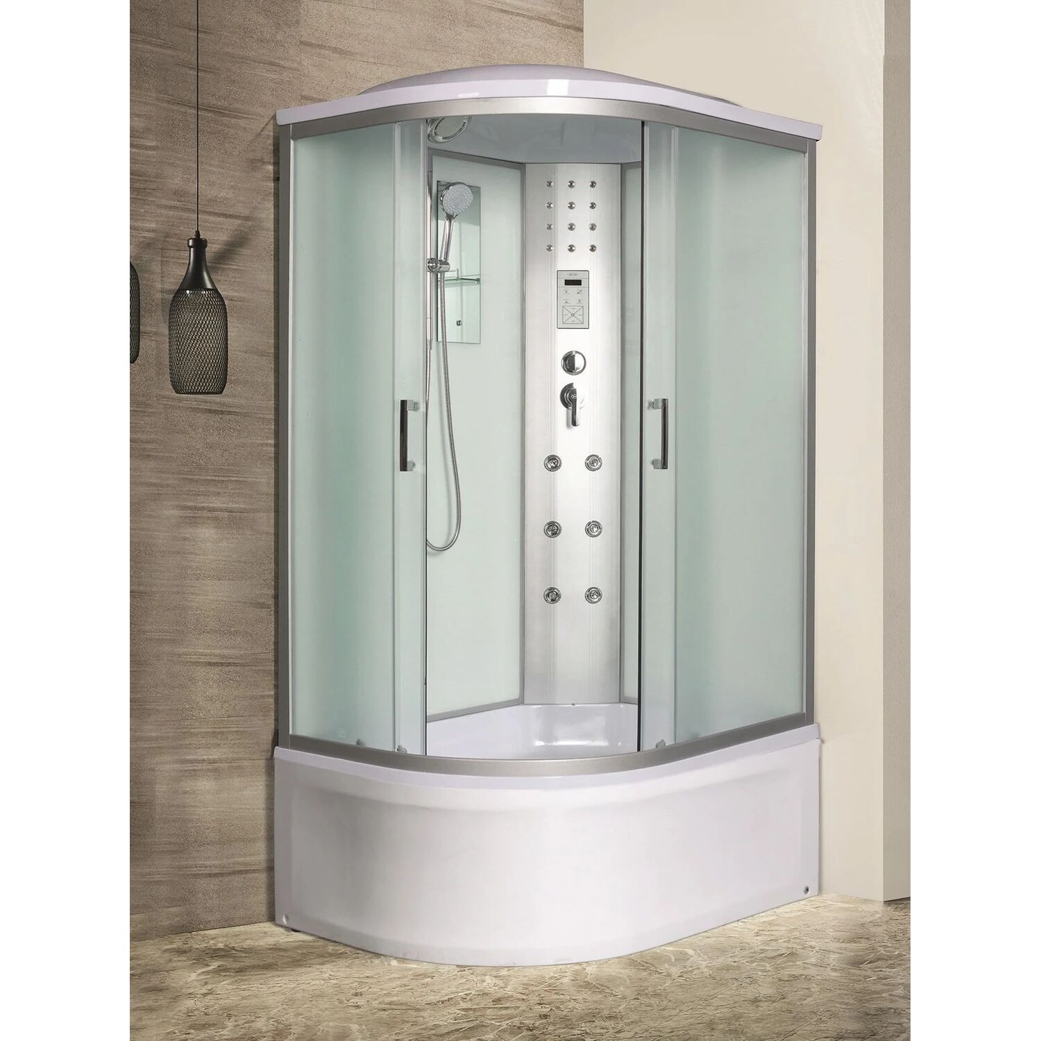 Душевая кабина River Dunay XL 100/80/44 MT R 100x80, правая, стекло матовое, профиль хром матовый, с гидромассажем