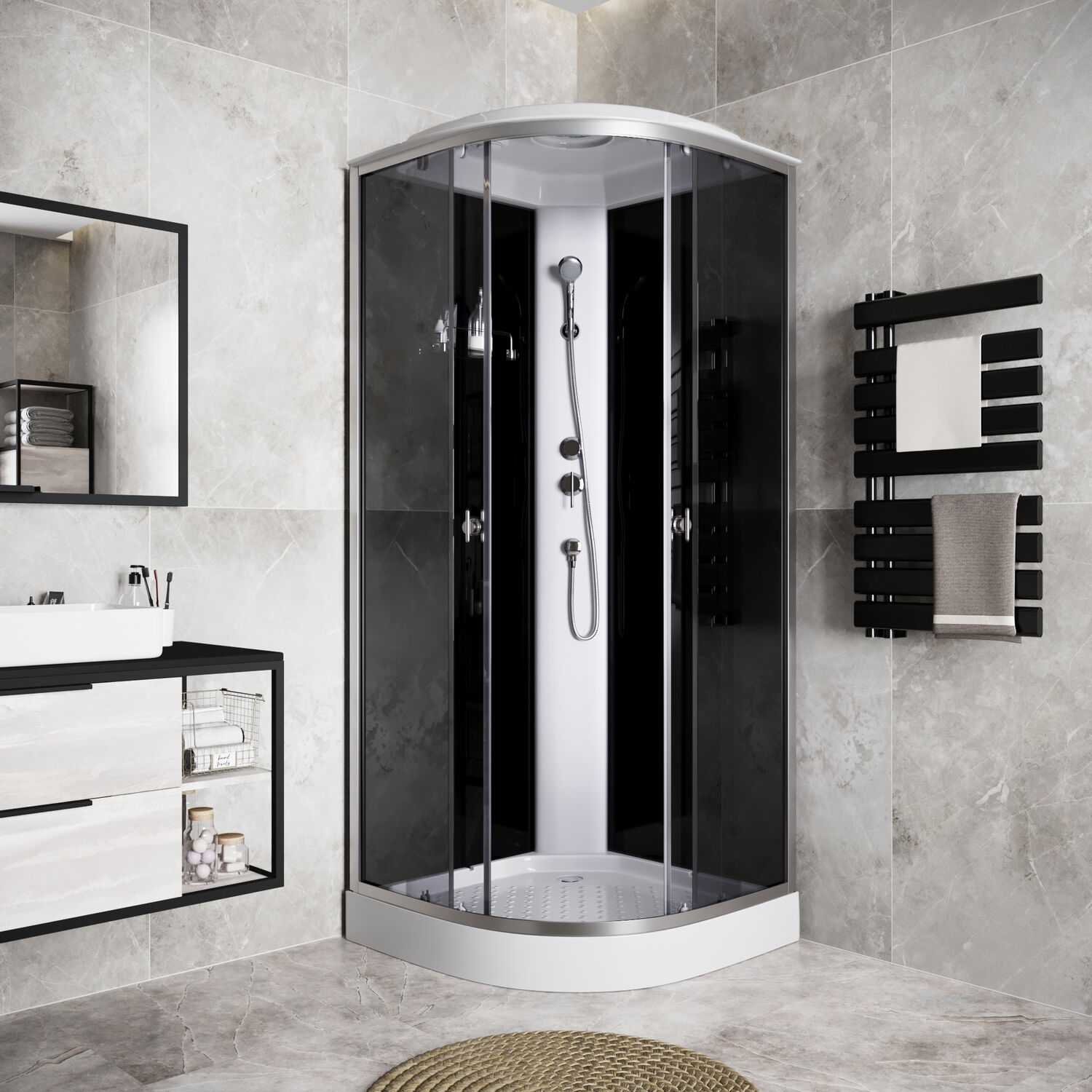 Душевая кабина Niagara Eco E100/13/TN 100х100, стекло тонированное, профиль хром матовый, с крышей
