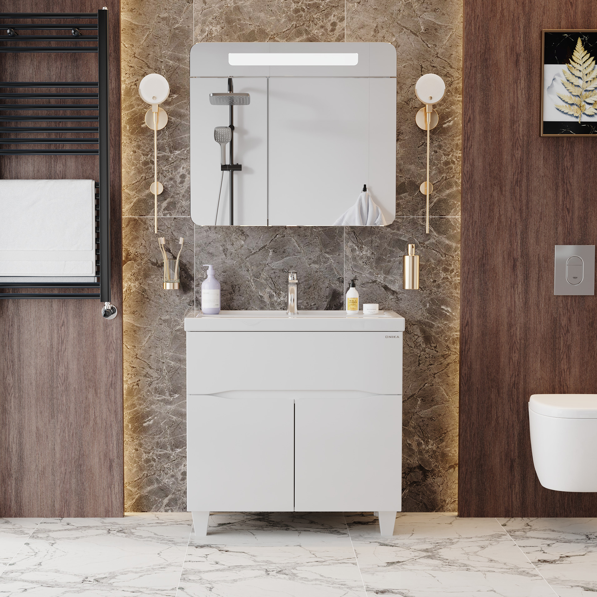 Мебель для ванной Оника Стрим 80, напольная, цвет белый