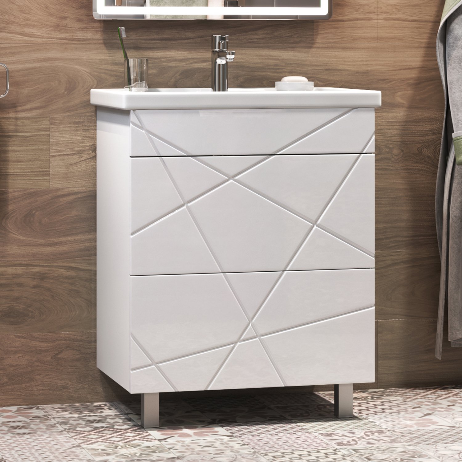 Мебель для ванной Vigo Geometry-2 60, цвет белый