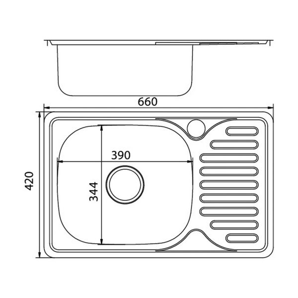 Кухонная мойка Mixline 536115 66x42, с крылом, левая, цвет хром 