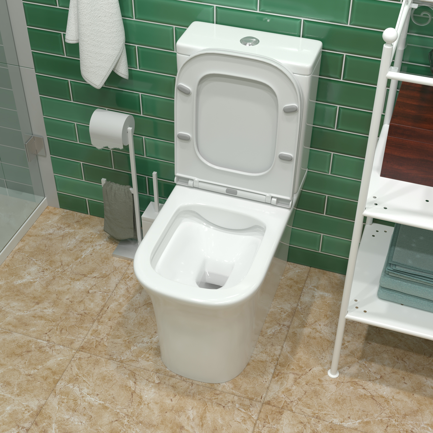 Унитаз JOKI Rise JK3092026 напольный с бачком безободковый, сиденье микролифт - фото 1