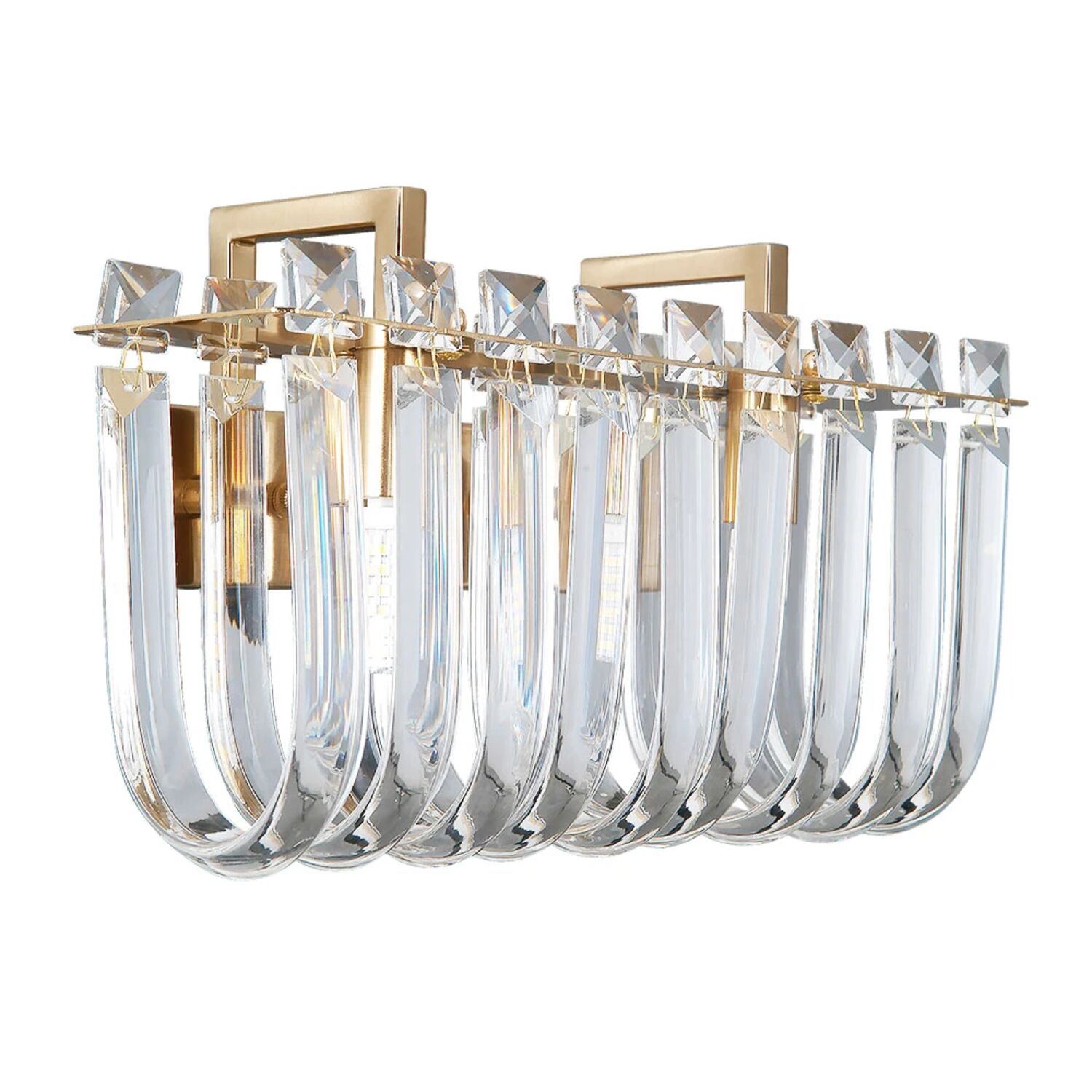 Настенный светильник Arte Lamp Mayotte A1071AP-2PB, арматура полированная медь, плафон хрусталь прозрачный