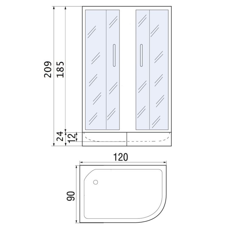 Душевой уголок River Don XL 120/90/24 МТ L/R 120x90, стекло матовое, профиль хром - фото 1