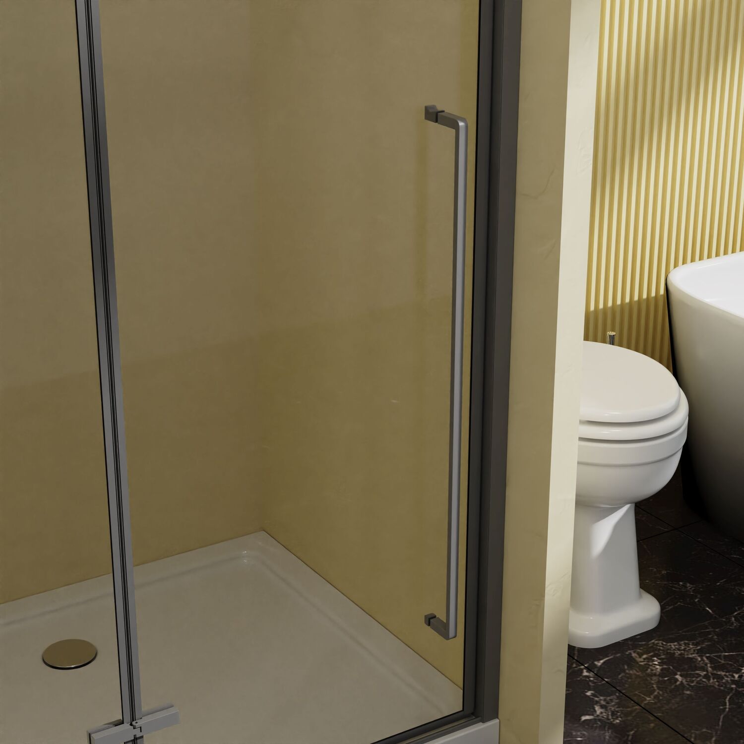 Душевая дверь Vincea Slim-N VDPH-5SN 90x195, стекло прозрачное, профиль вороненая сталь - фото 1