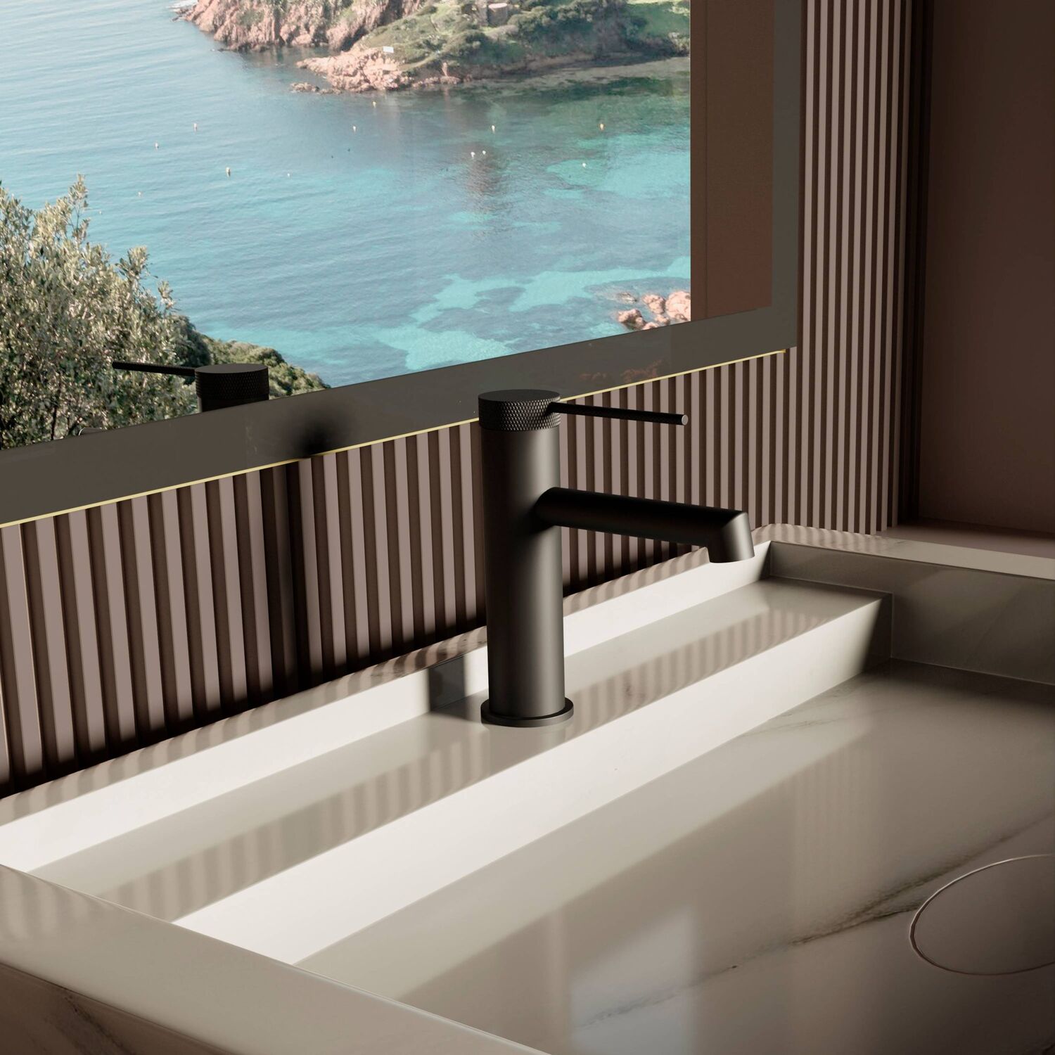 Смеситель Vincea Rim VBF-2RM1MB для раковины, цвет черный - фото 1