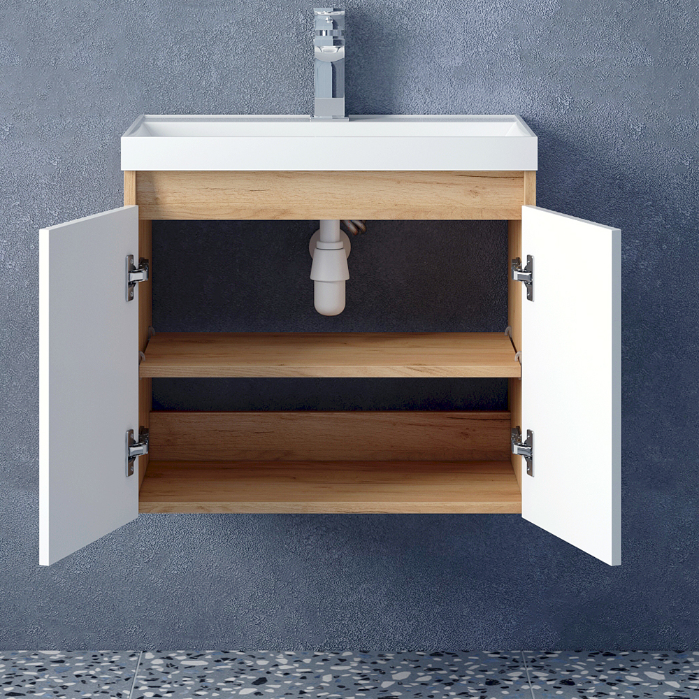 Мебель для ванной Corozo Блисс 60, цвет дуб крафт/белый - фото 1