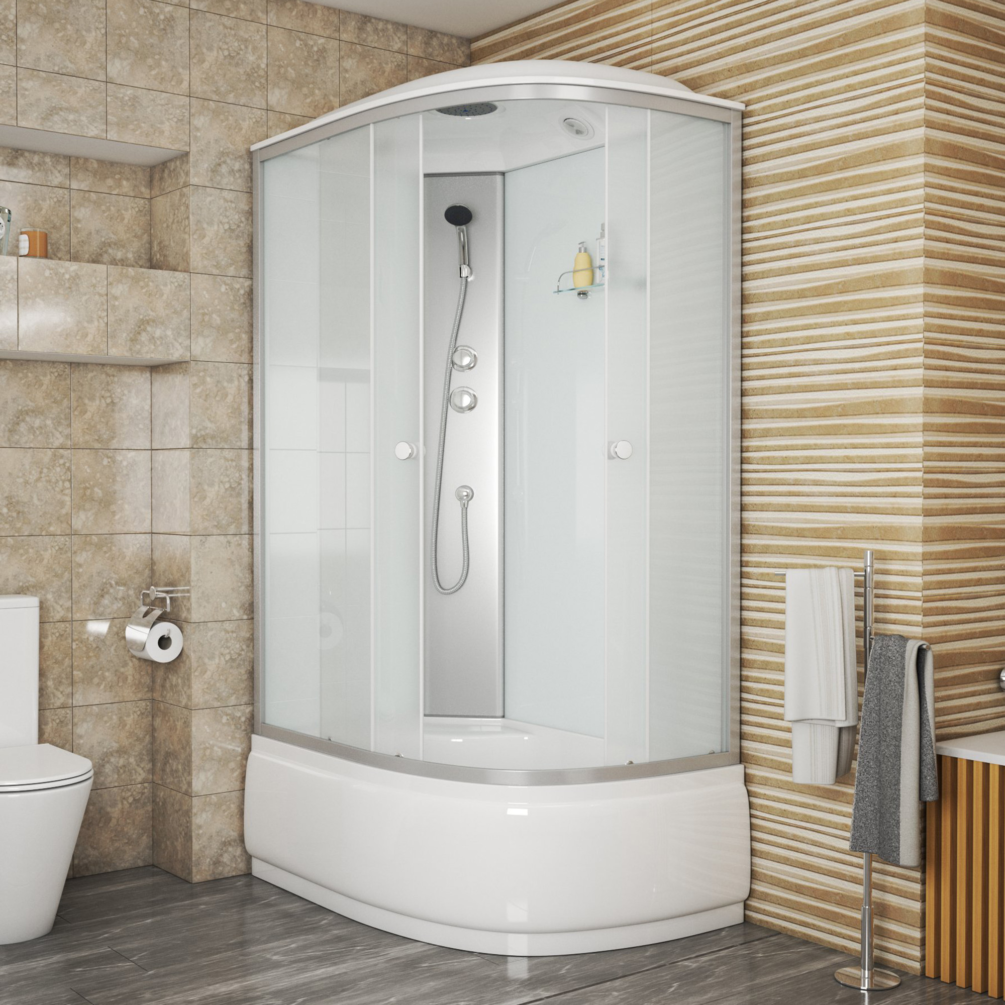 Душевая кабина Niagara Eco NG-7310-14 L 120х80, левая, стекло матовое, профиль серебро, с крышей