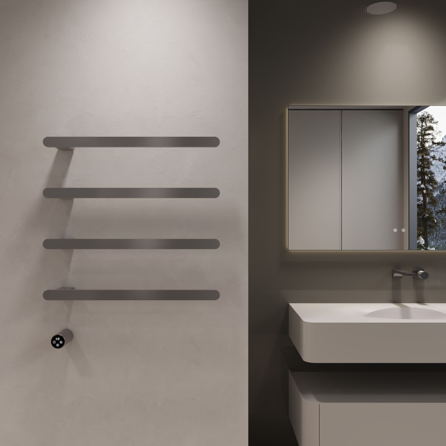 Полотенцесушитель Vincea VTD-2H2GM 52x62 электрический, цвет вороненая сталь - фото 1