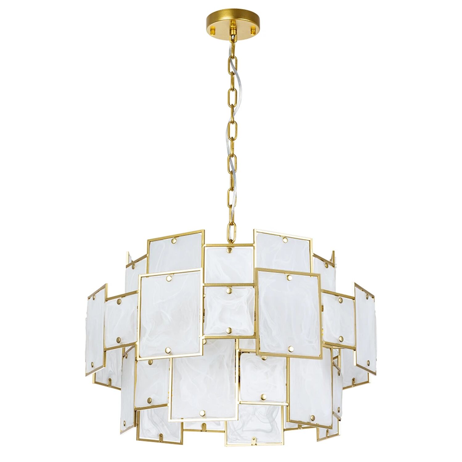 Подвесная люстра Arte Lamp Theemin A4068LM-12SG, арматура матовое золото, плафон стекло белое