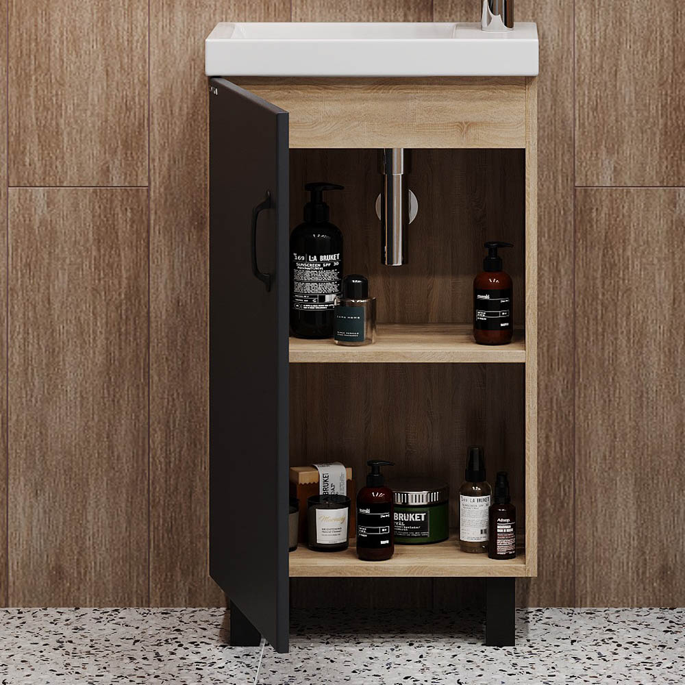 Тумба под раковину Оника Тимбер 45, напольная, цвет серый матовый / дуб сонома - фото 1