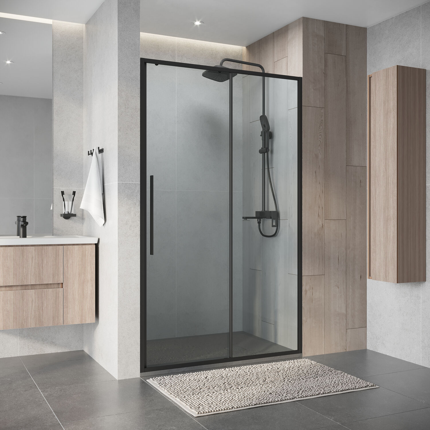 Душевая дверь Niagara Nova NG-34-12AGR 120x195, стекло прозрачное, профиль графит