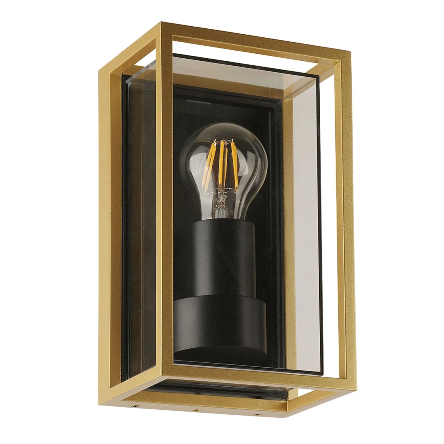 Уличный настенный светильник Arte Lamp Marfik A2322AL-1GO, арматура золото, плафон пластик прозрачный