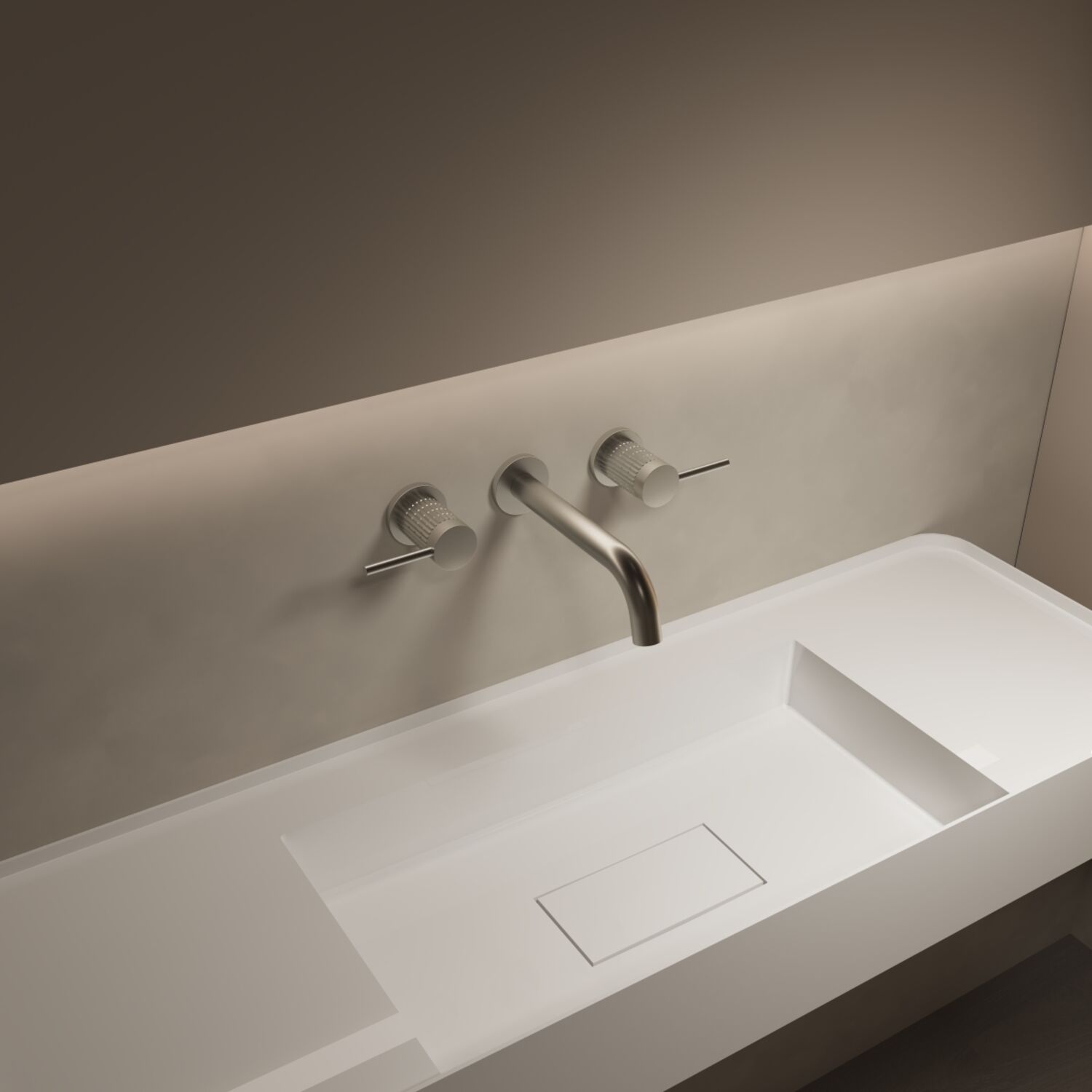 Смеситель Vincea Groove VBFW-4G1BN для раковины, встраиваемый, цвет брашированный никель - фото 1