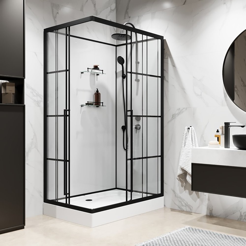Душевая кабина Niagara Standart ST120/80/15QR/KL/BKT 120х80, правая, стекло прозрачное, профиль черный
