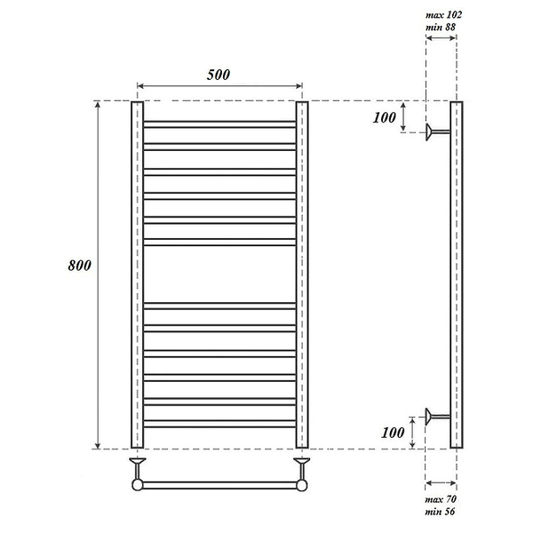 Полотенцесушитель Point П12 50x80 электрический, цвет хром - фото 1