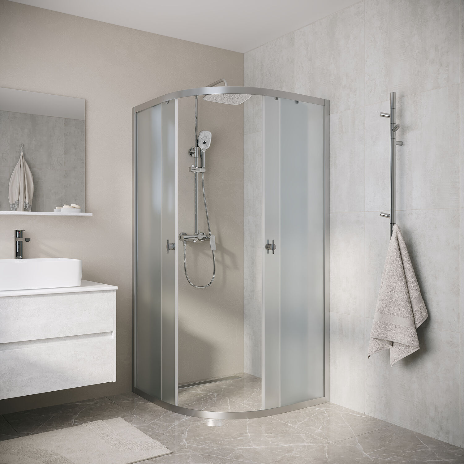 Душевой уголок Niagara Eco NG-1007-14MT 90х90, стекло матовое, профиль хром матовый - фото 1