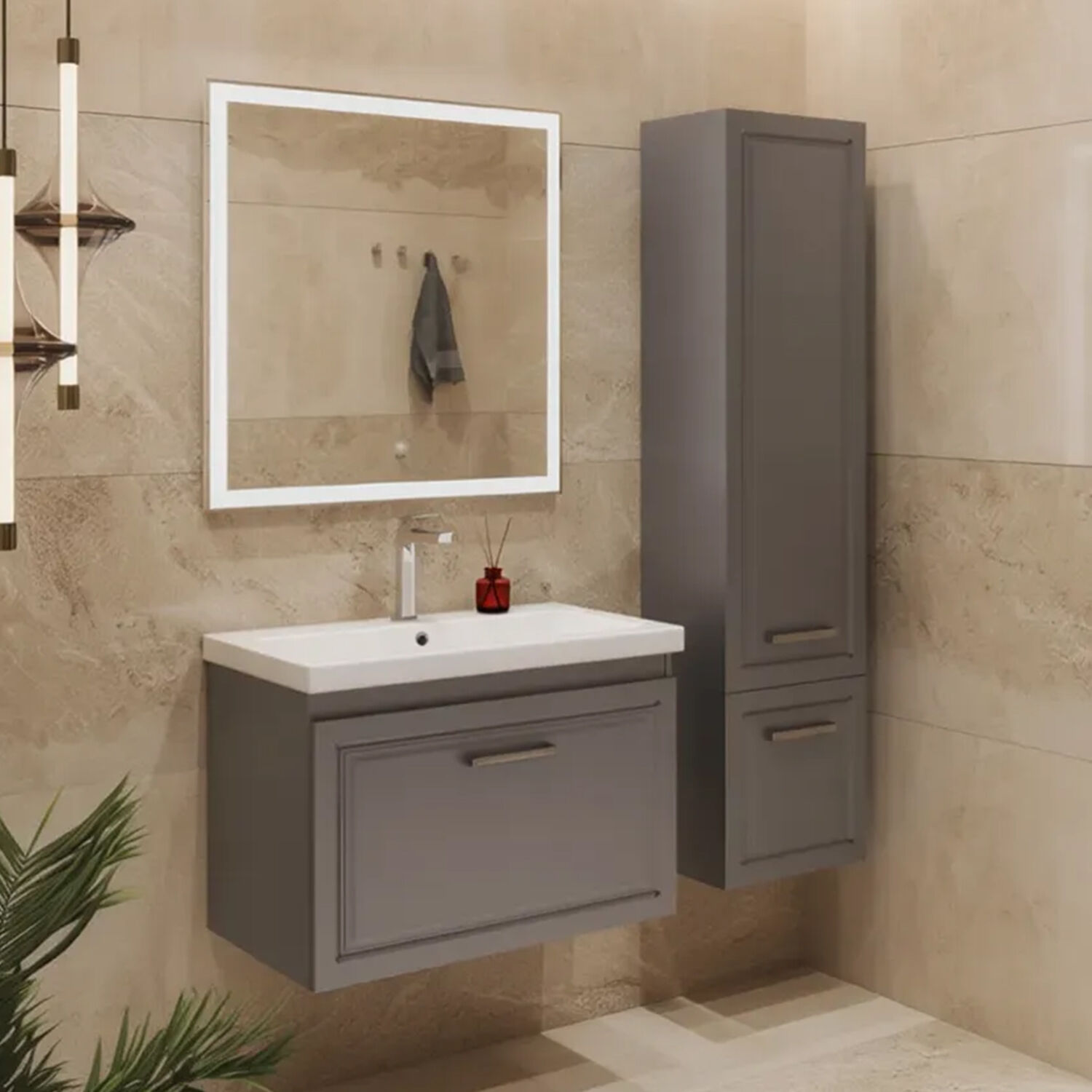 Шкаф-пенал Comforty Бросно 40 П, цвет оружейная сталь - фото 1