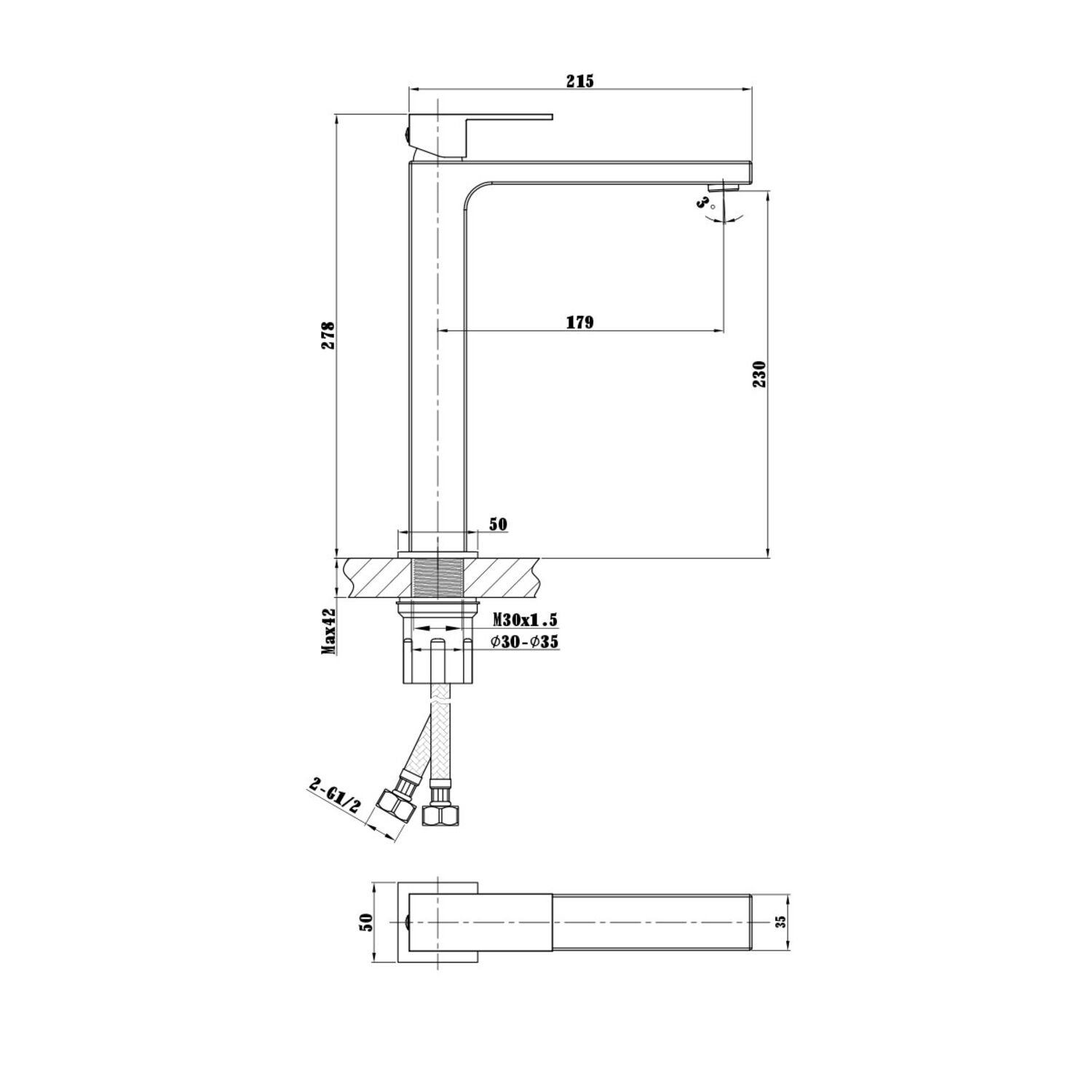 Смеситель Vincea Cube VBF-1C02MB для раковины, цвет черный - фото 1