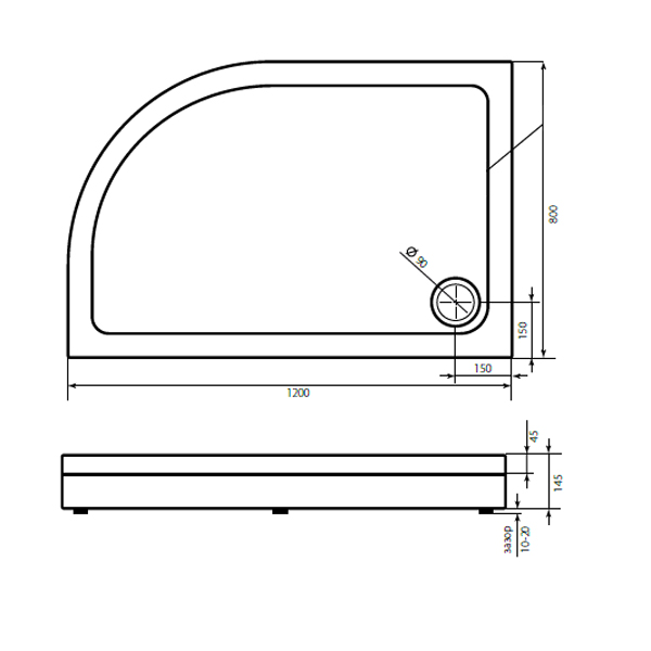 Поддон для душа Good Door Раунд R 120х80, левый, акриловый, цвет белый - фото 1
