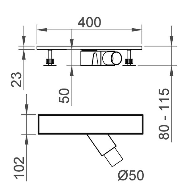 Душевой лоток RGW Shower Drain SDR-22B под плитку, боковой выпуск, 40x9 см - фото 1