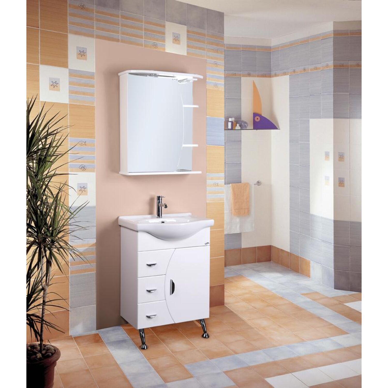 Шкаф-зеркало Оника Луна 55, левый, с подсветкой, цвет белый - фото 1