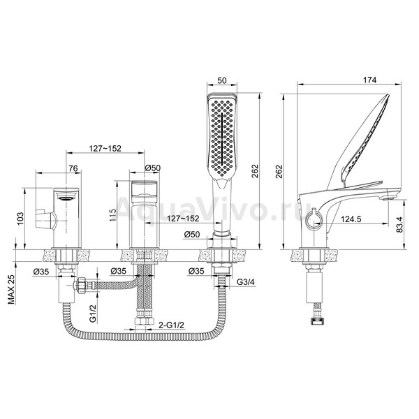 Смеситель Lemark Allegro LM5945CW на борт ванны