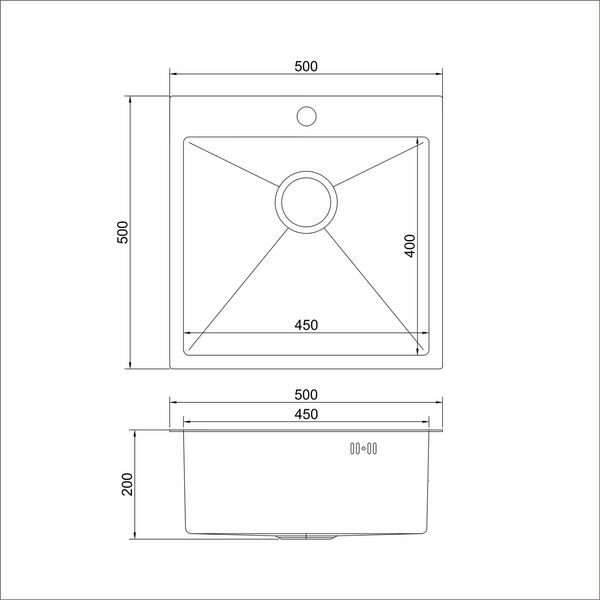 Кухонная мойка Mixline 547230 50x50, цвет черный графит - фото 1