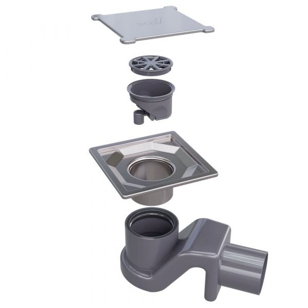 Душевой трап RGW Shower Drain SDR-13, боковой выпуск, цвет хром, 15x15 см