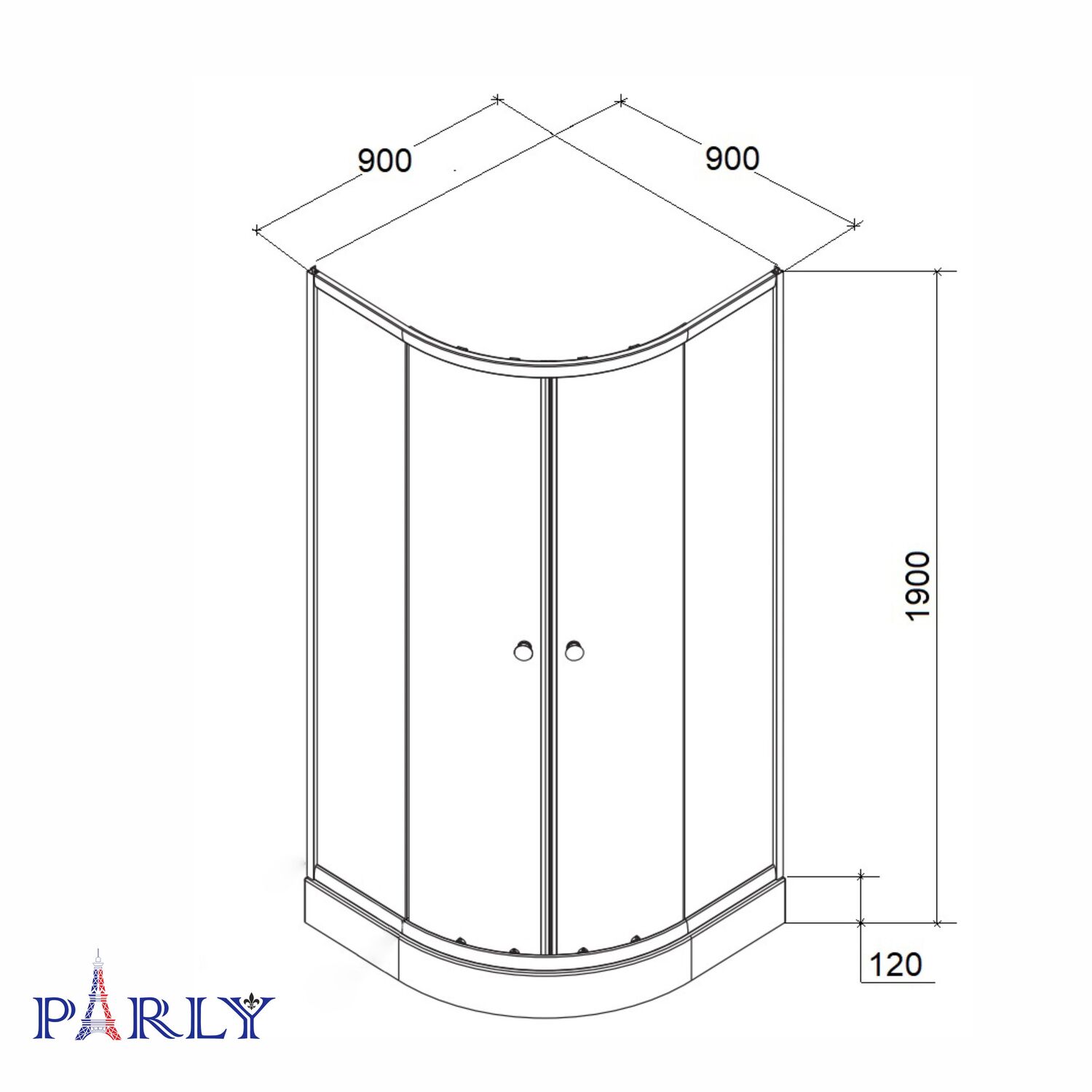 Душевой уголок Parly ZF911B 90х90, с поддоном, стекло матовое, профиль черный матовый - фото 1