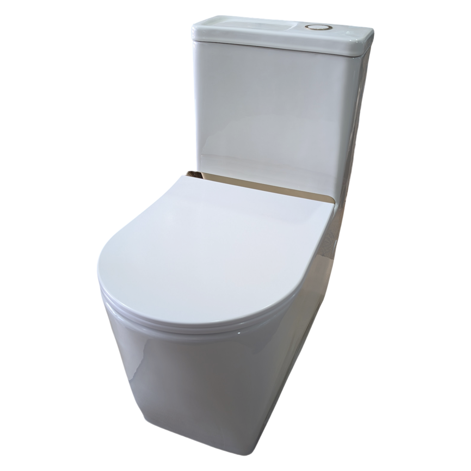 Унитаз-моноблок Joki Royal T Gold JK86472105GOLD напольный, безободковый, смыв Торнадо, с сиденьем микролифт, цвет белый / золото