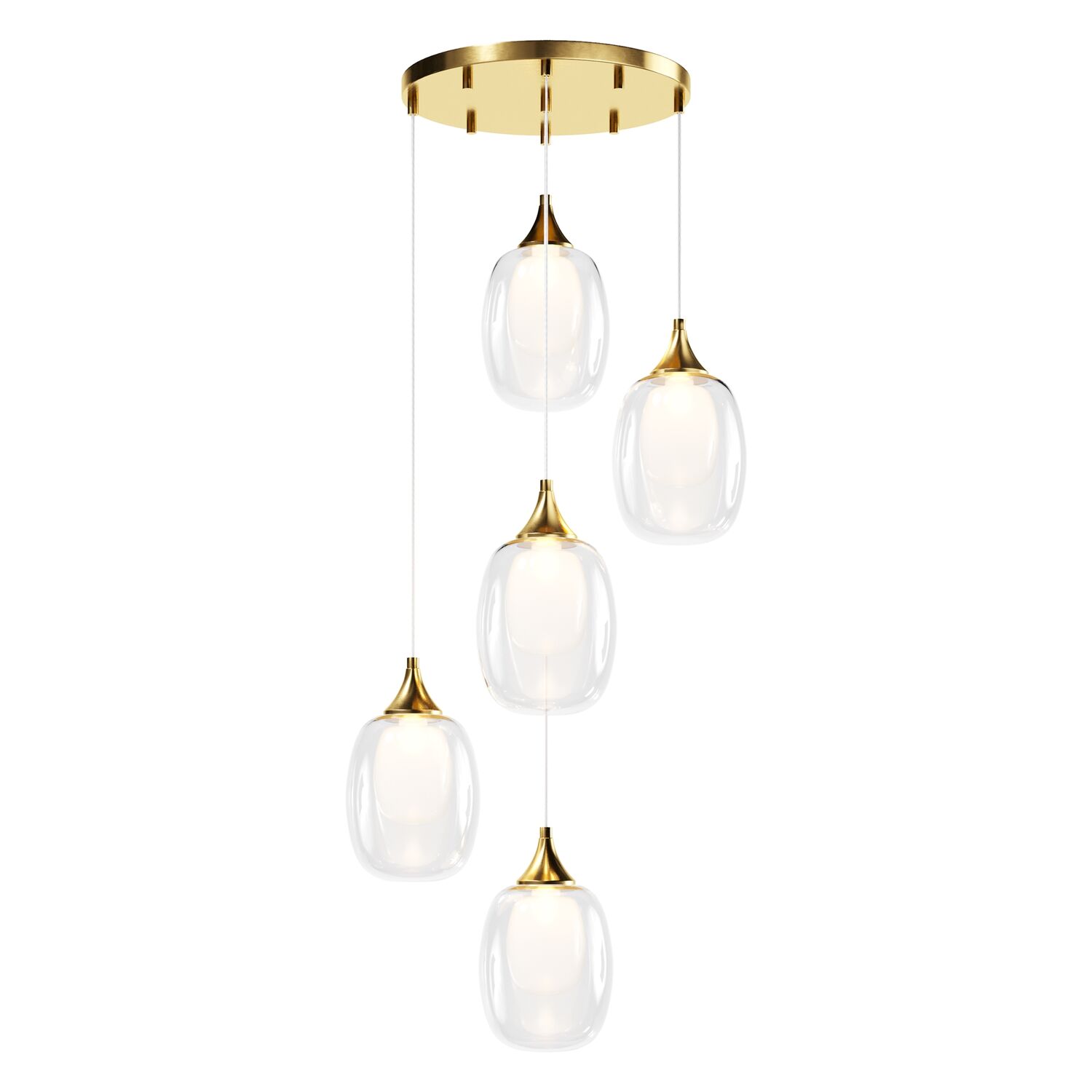 Подвесной светильник Maytoni Aura MOD016PL-05BS, арматура латунь, плафон стекло прозрачное / белое