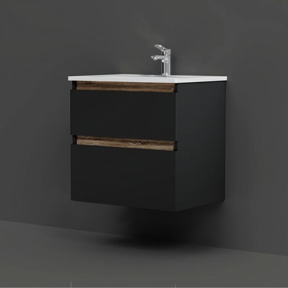 Тумба под раковину AM.PM X-Joy 65 подвесная, цвет черный матовый/дерево