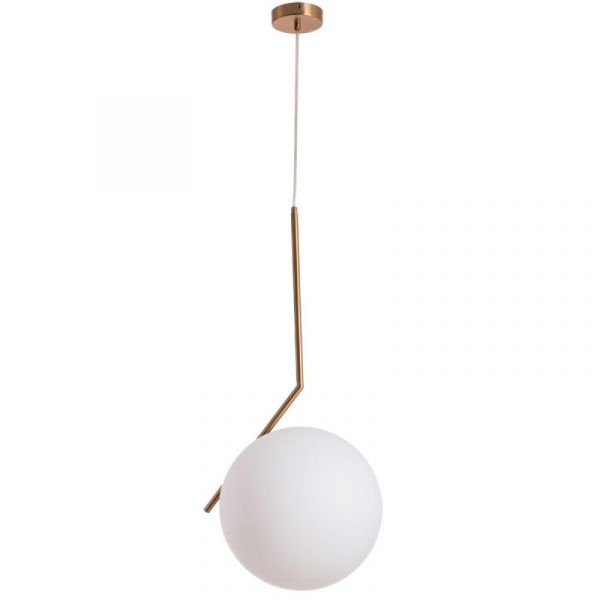 Подвесной светильник Arte Lamp Bolla-Unica A1921SP-1AB, арматура бронза, плафон стекло белое, 25х25 см