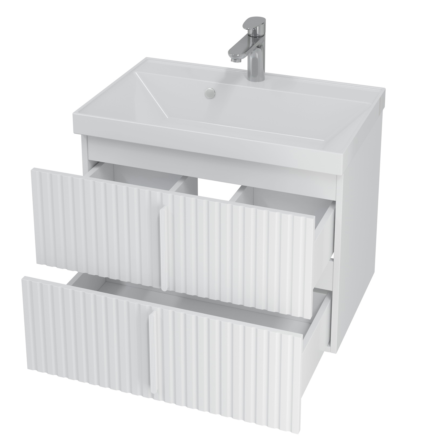 Тумба под раковину Санта Юпитер 70, подвесная, 2 ящика, цвет белый глянец - фото 1