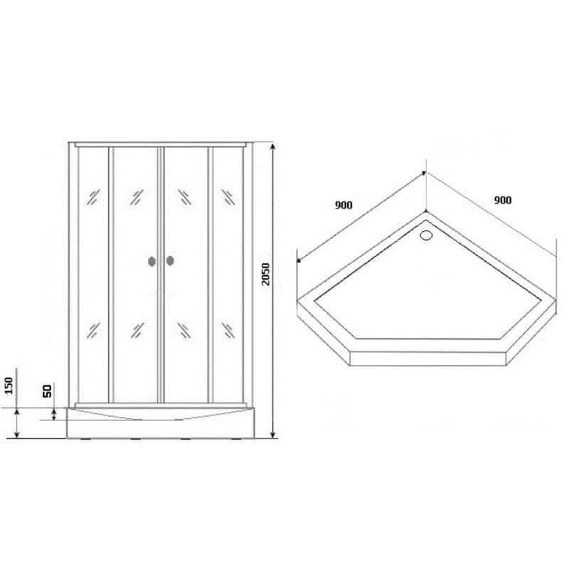 Душевая кабина Grossman Classic GR-171D 90x90, стекло прозрачное с матовой вставкой, профиль хром - фото 1