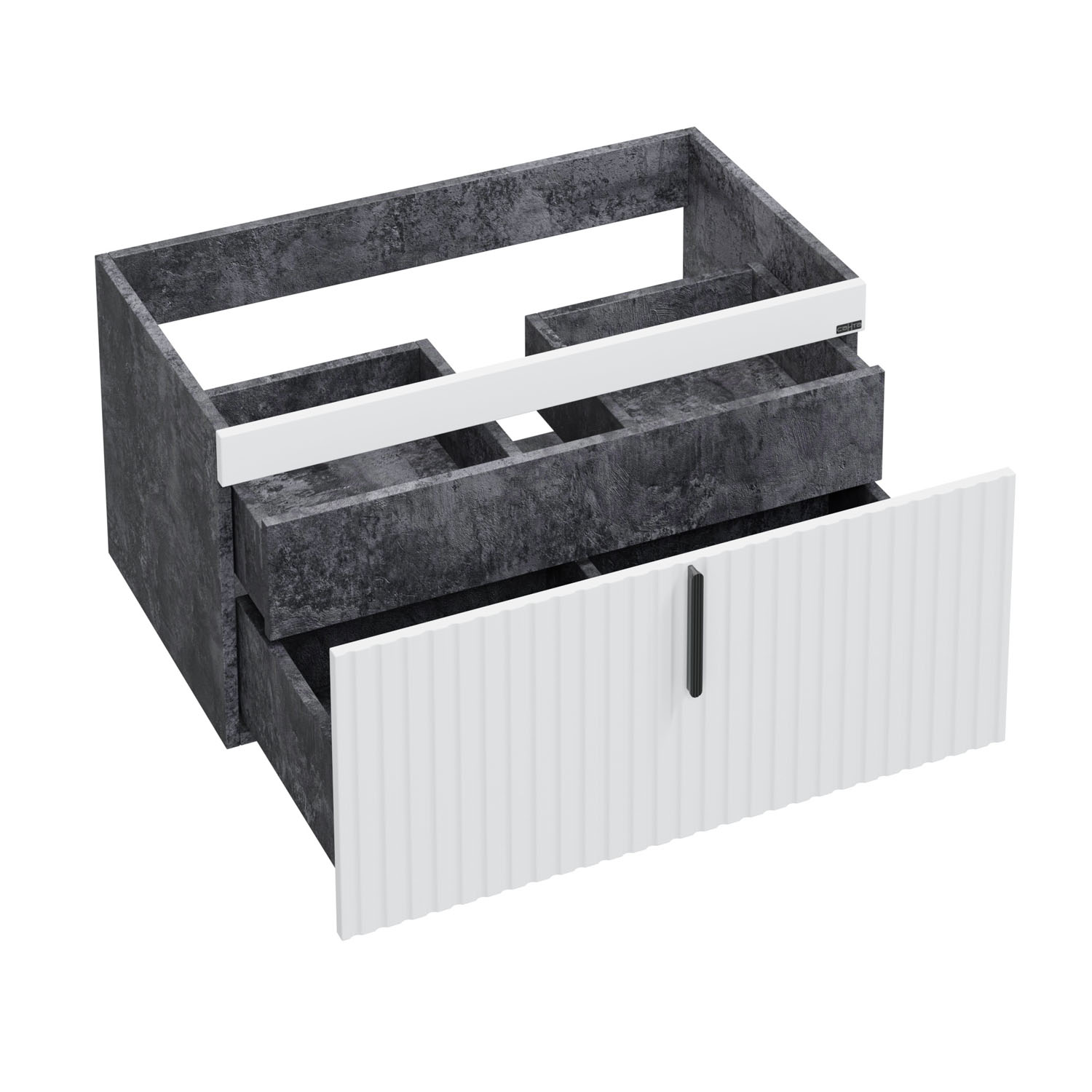 Тумба под раковину Санта Юпитер 80, цвет белый / темно-серое дерево - фото 1