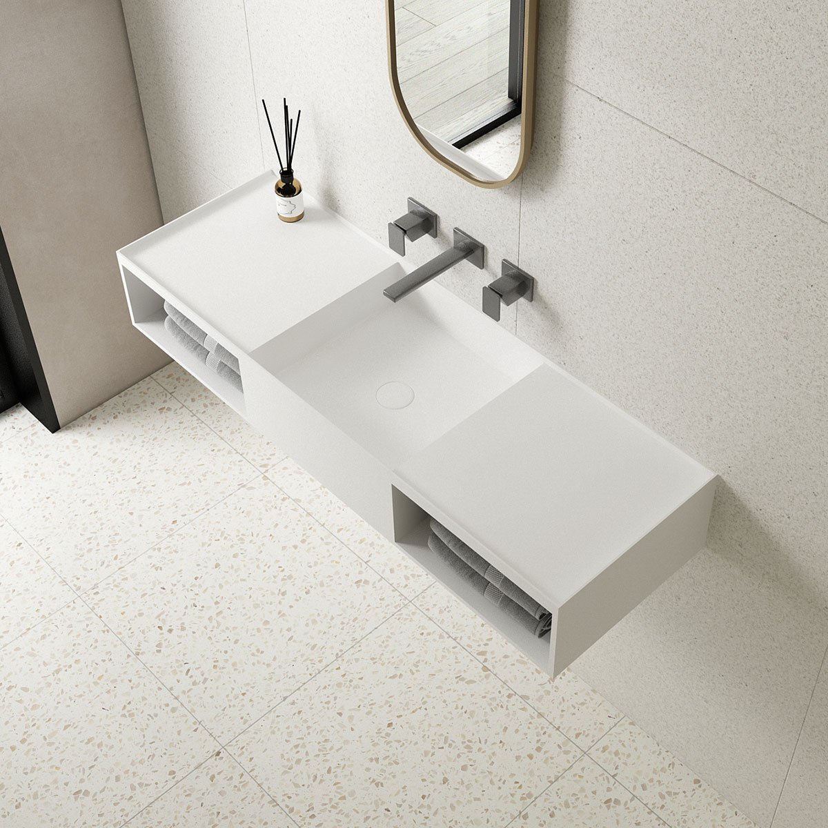 Раковина Vincea Solid Surface VWB-6S212MW подвесная, 120x40 см, цвет белый матовый - фото 1