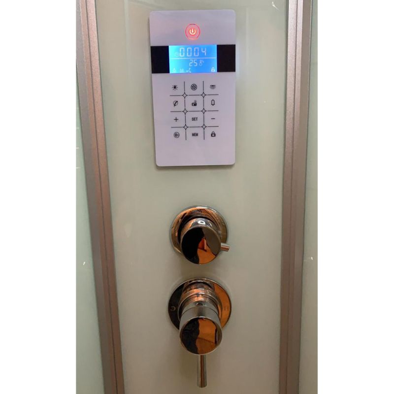 Душевая кабина Frank F602-1 118х118, стекло прозрачное, профиль хром, с гидромассажем