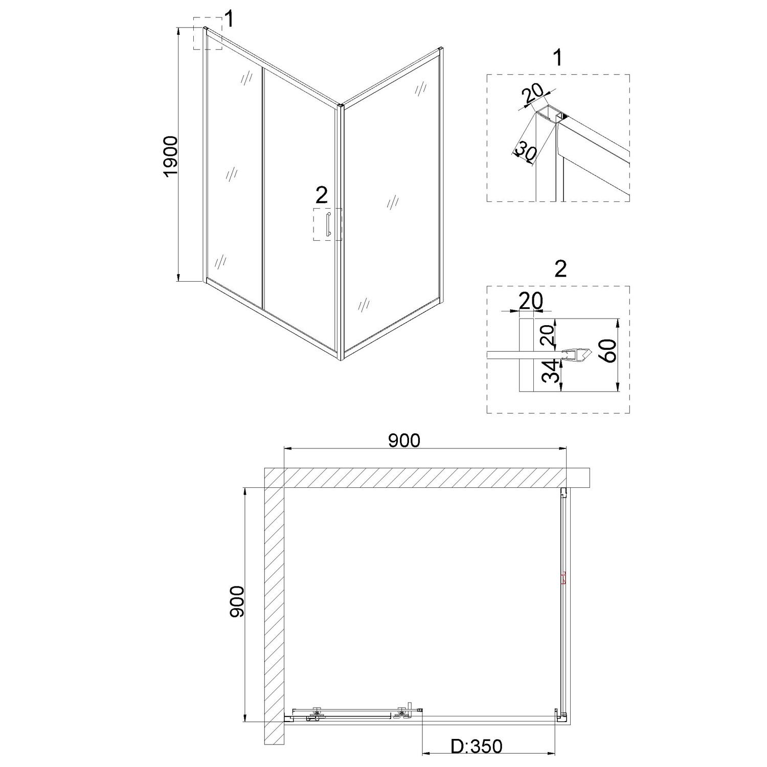 Душевой уголок Niagara Nova NG-42-9AG-A90G 90x90, стекло прозрачное, профиль холодное золото - фото 1