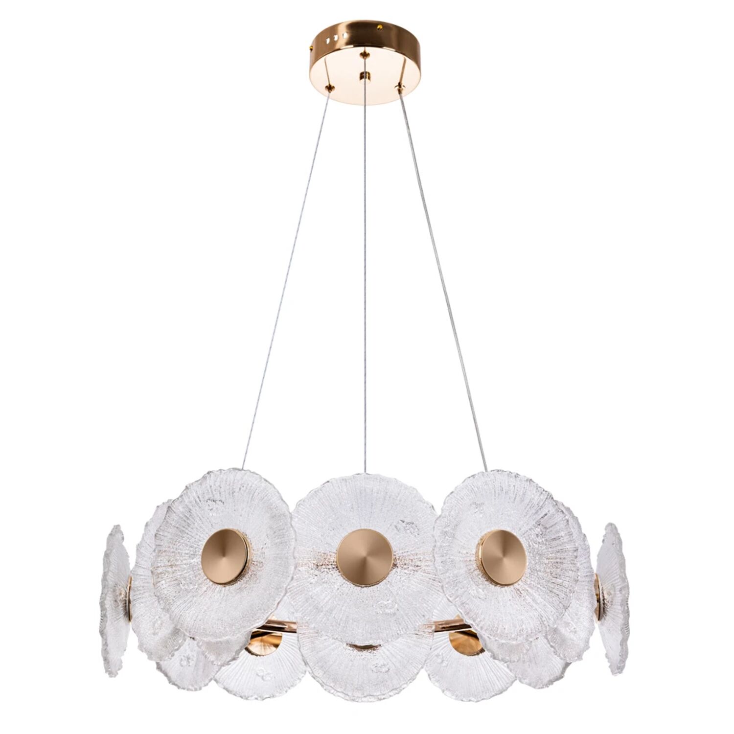 Подвесная люстра Arte Lamp Cherish A2097LM-90GO, арматура золото, плафон стекло прозрачное