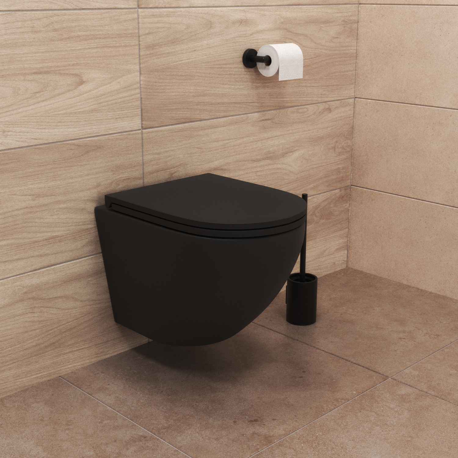 Комплект: Инсталляция Aquatek Standart 50+Кнопка 002B хром глянец+Stella Black JK1111019MB черный унитаз - фото 1