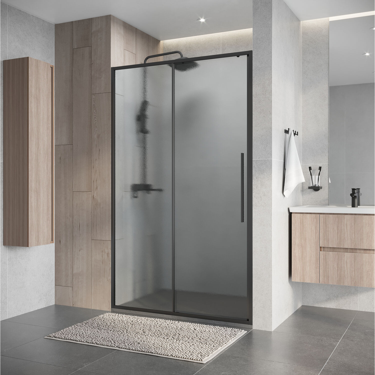 Душевая дверь Niagara Nova NG-34-L11CHGR 110x195, левая, стекло шиншилла, профиль графит