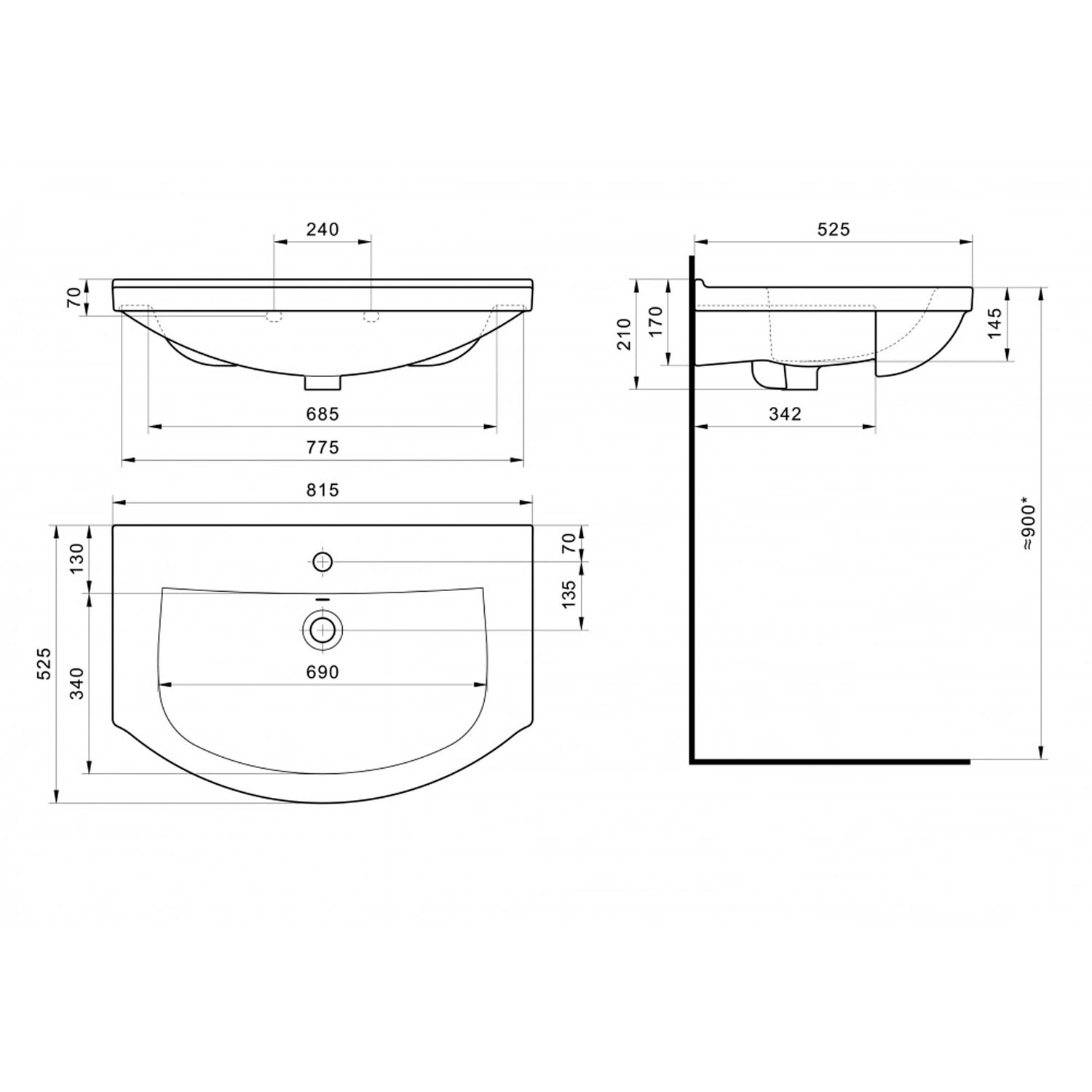 Мебель для ванной Stella Polar Концепт 80, 2 ящика, напольная, цвет белый