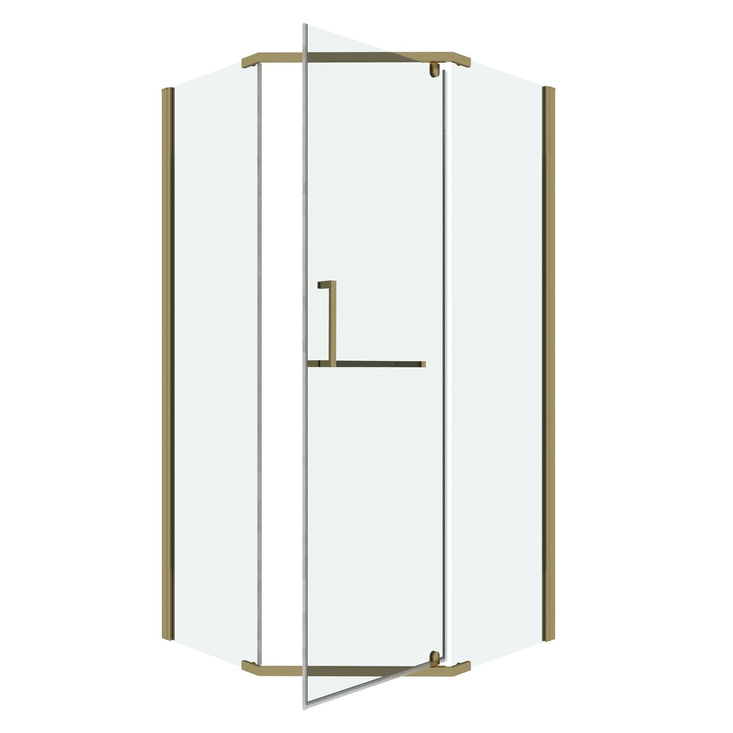 Душевой уголок Grossman Pragma 302.K33.03.1010.32.00 100х100, стекло прозрачное, профиль золото сатин